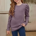 thumbnail image 2 of KAUOD Girls Long Sleeve Shirts Tops Plain Crew Neck Soft Blouse Teen Kids Cute Comfy Casual Tops Clothes Pullover Tops, 2 of 9