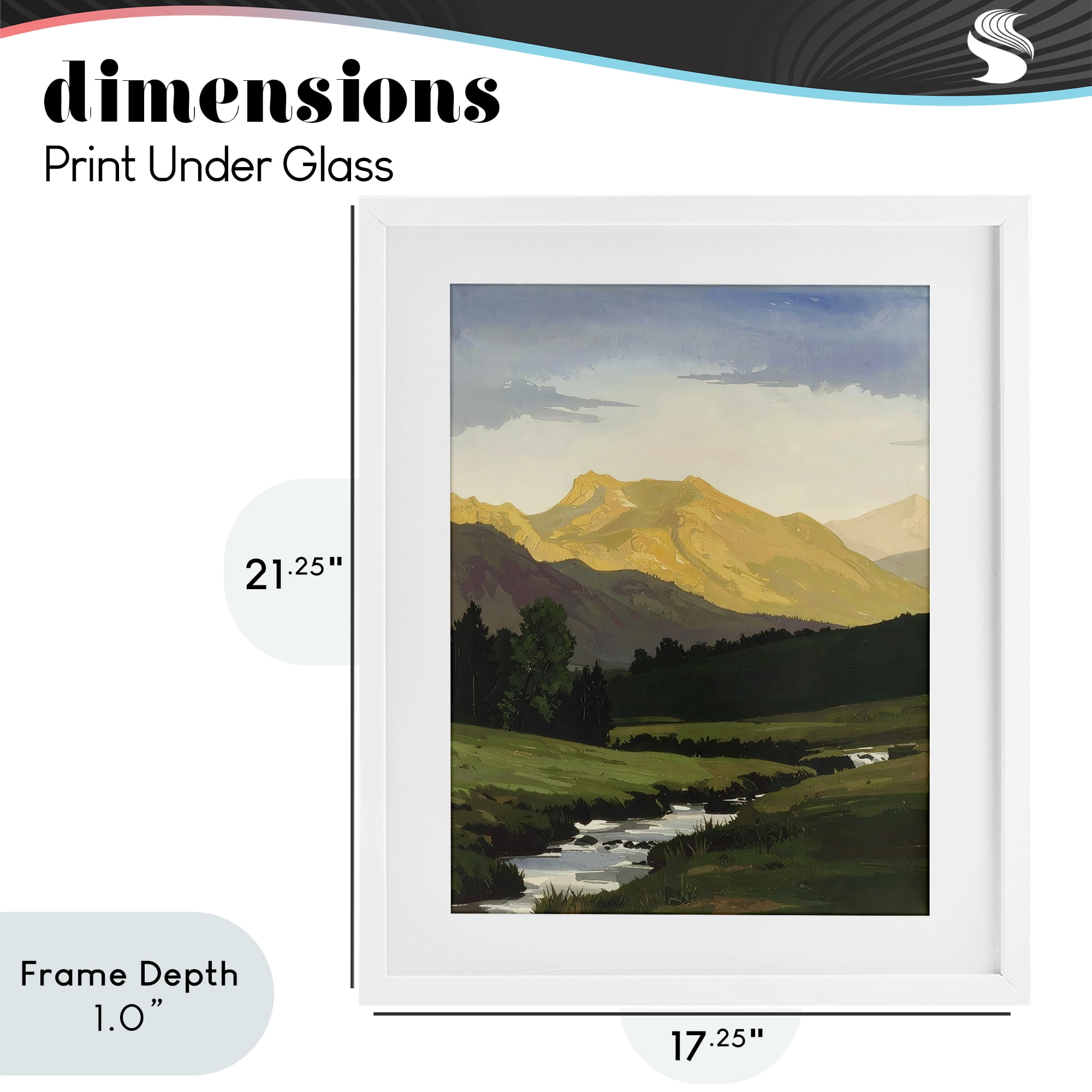 Stupell Industries Mountain Across The Valley White Framed Print Under Glass, design by Alonza Saunders