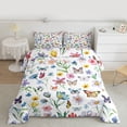 thumbnail image 2 of Homewish Cartoon Flower Butterfly Bedding Comforter Set,Rustic Floral Twin Comforter Sets,White Green Purple Bedding Set For Girls Teens,Ultra Soft Home Decor Reversible,2 Pieces, 2 of 8