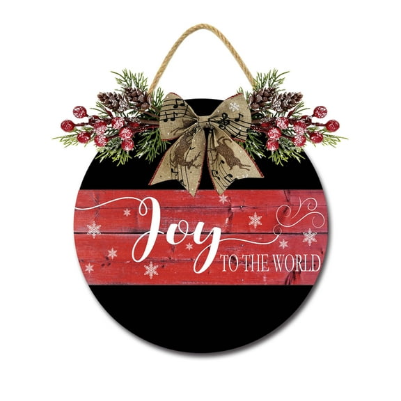 joy to the world Front Door Sign Funny Wreaths Hanging Wooden Plaque Decoration Round Rustic Wood Farmhouse Porch Decor for Home Front Door Decor, 12 x 12 Inch