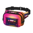thumbnail image 2 of Zufioo Neon Cassette Tape Print Square Double Layer Waist Bag, Durable & Stylish Fanny Pack with Zippered Pockets and Adjustable Strap for Outdoor & Daily, 2 of 9
