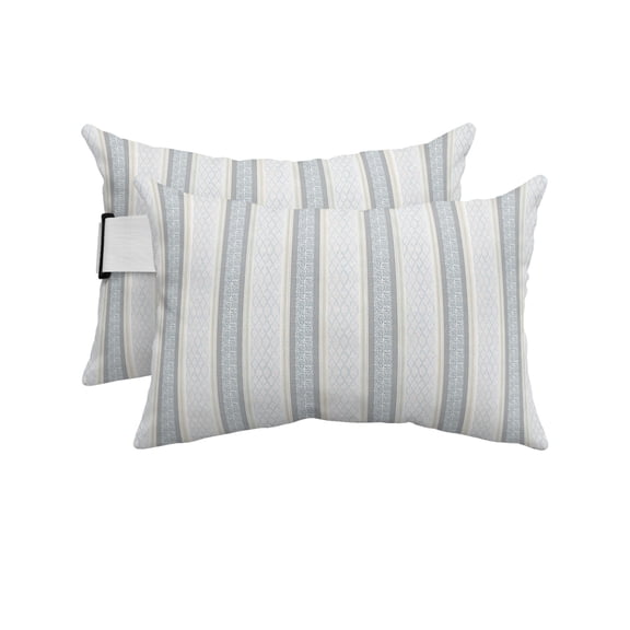 Pack of 4 Outdoor Lumbar Pillow Covers 12x20 Inch, Blue Beige Striped Waterproof Throw Pillow Covers Set, Boho Ethnic Modern Abstract Art Indoor&Outdoor Decorative Cushion Cases for Patio Porch Car