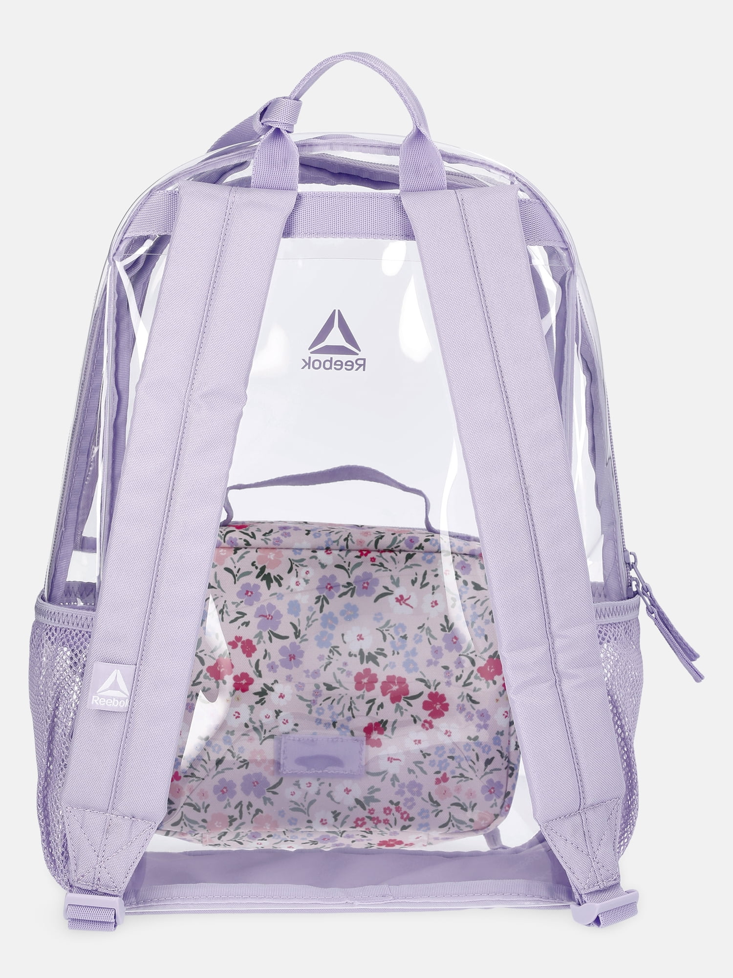 Reebok Kids' Dana17" Clear Backpack, Lunch Bag and Pencil Case Set, 3-Piece, Lavender
