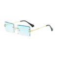thumbnail image 2 of Gafas de sin borde de lentes de estilo de moda de estilo retro para vacaciones al aire libre de compras Rosa de fondo azul superior, 2 of 8