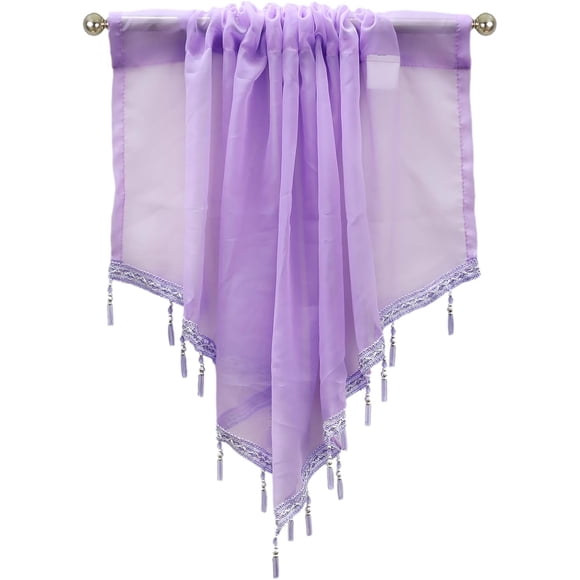 apott Cantonnières Transparentes Violettes pour Fenêtres Cantonnière Perlée Rideaux Courts Draperies Poche pour Tringle pour Chambre, Chambre de Bébé, Salon, 23.6x51 Pouces