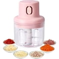 thumbnail image 1 of Picadora de ajo eléctrica, mini procesador de alimentos portátil, procesador triturador de alimentos inalámbrico con carga USB para frutas, (taza de 250 ML), 1 of 5