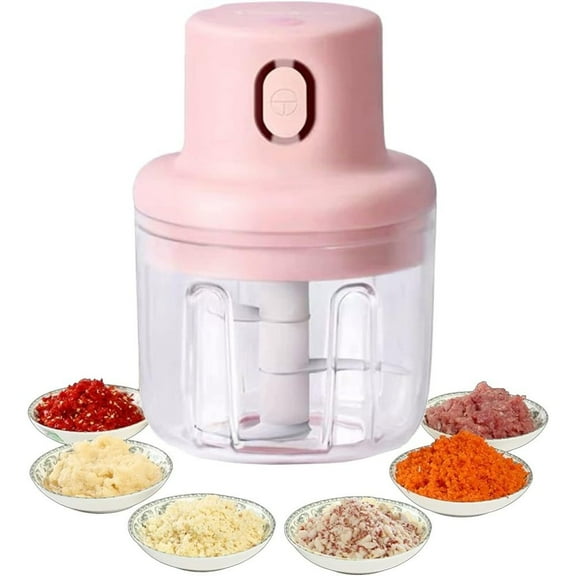 Electric Garlic Chopper, Portable Mini Food Processor, Cordless Food Crusher Processor with USB Charging for Fruits, (250 ML Cup)
