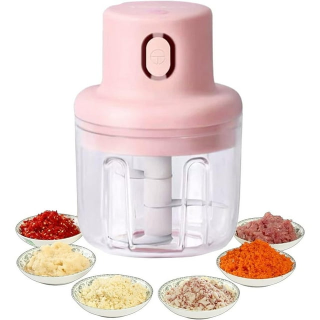 Picadora de ajo eléctrica, mini procesador de alimentos portátil, procesador triturador de alimentos inalámbrico con carga USB para frutas, (taza de 250 ML)