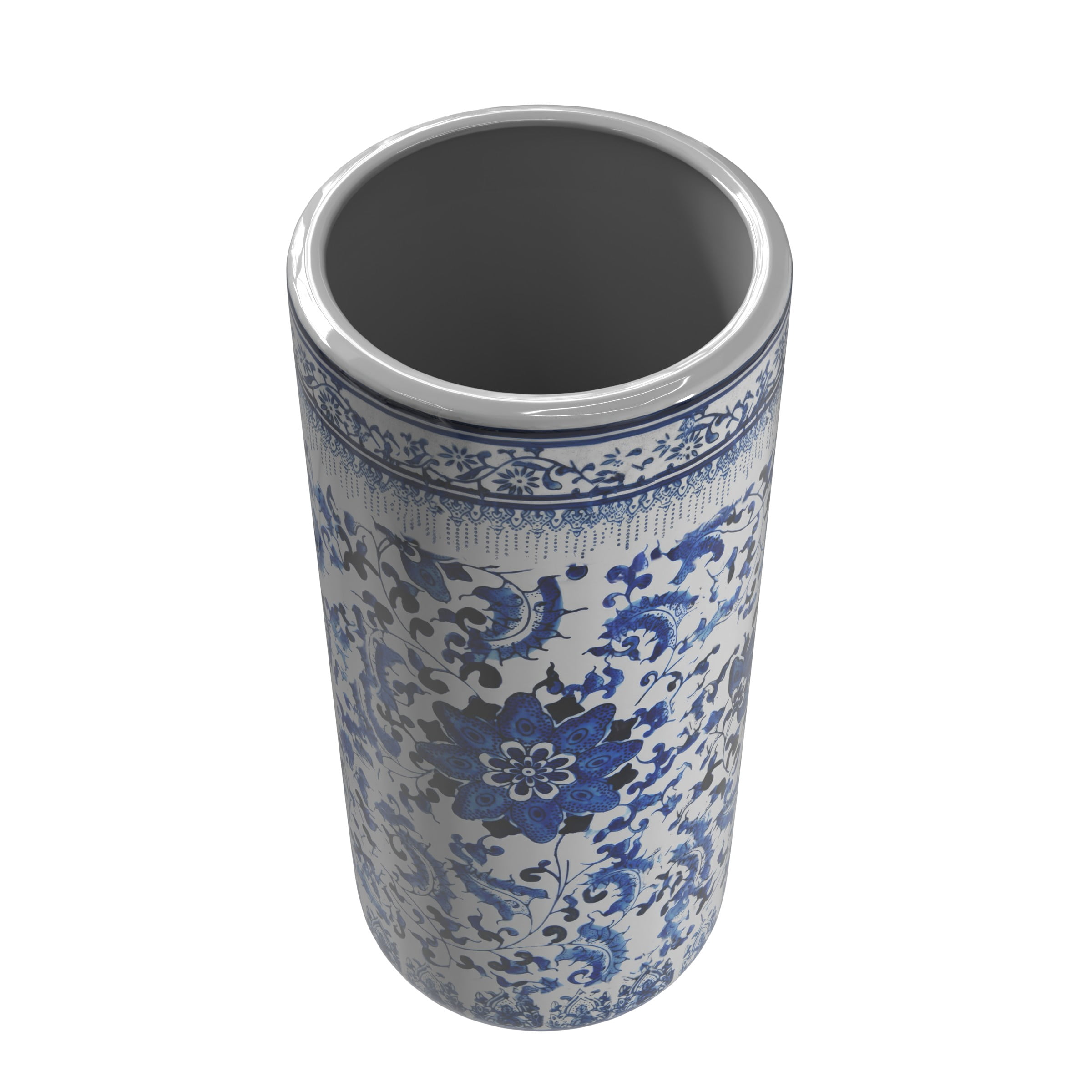 Red Lantern 18" Umbrella Stand - Blue and White Floral