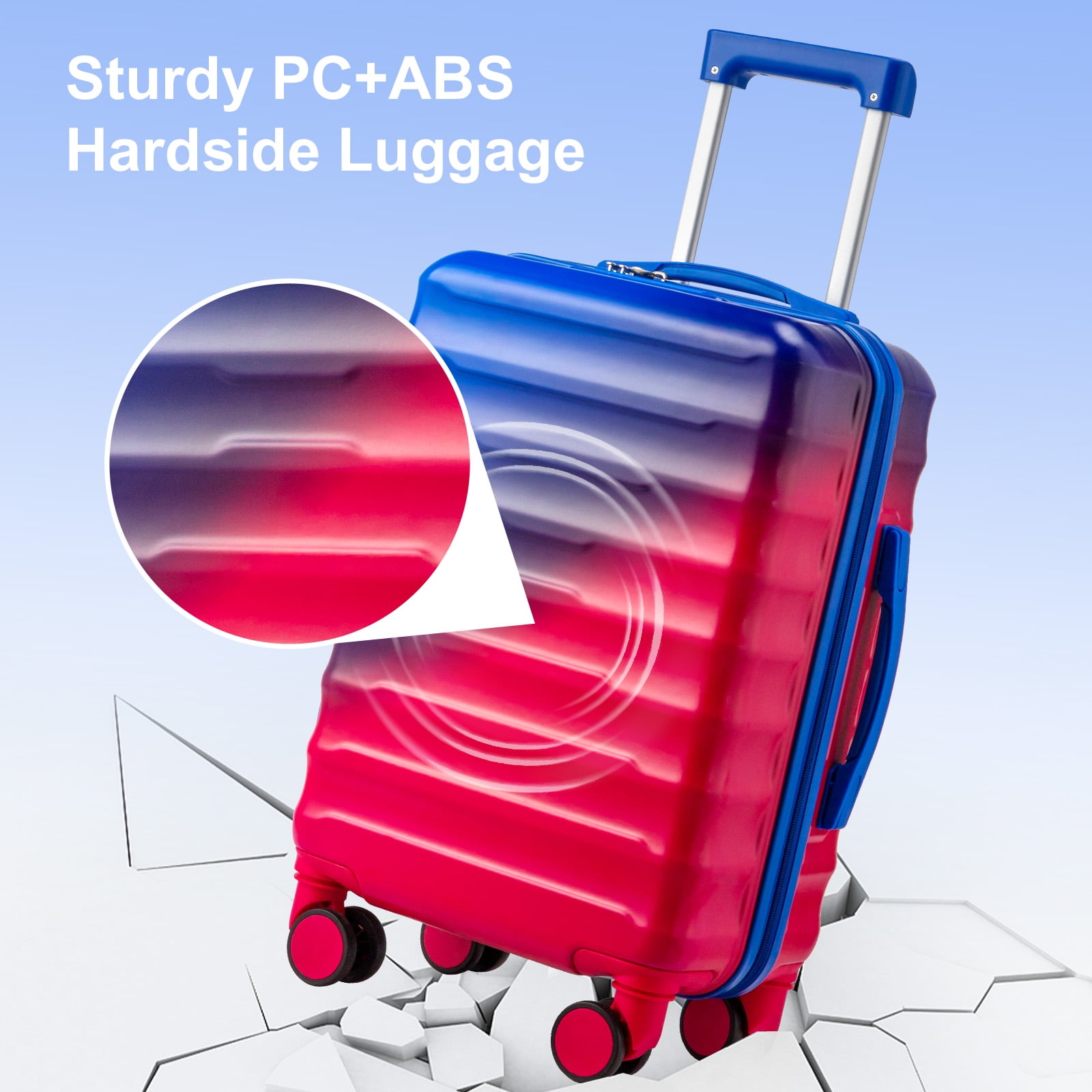 Zimtown 24" Luggage with Hardside Spinner Wheels, Checked-Medium TSA Look Suitcase, Blue Red Gradient