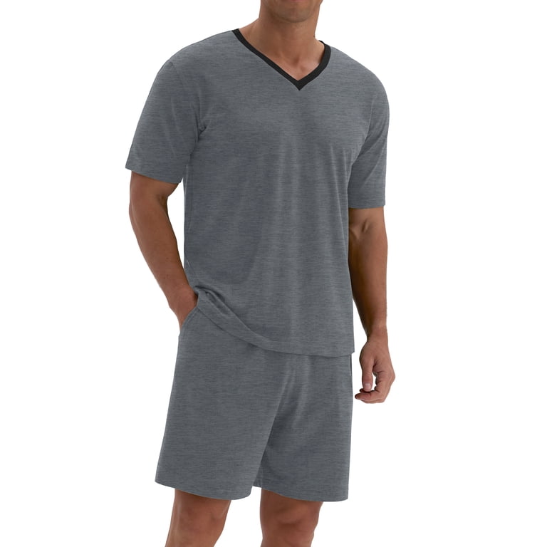 Mintreus Men's V-Neck Pajama Set with Shorts photo 2
