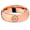 thumbnail image 2 of Tungsten Horoscope Aquarius Band Ring 7mm Men Women Comfort Fit 18k Rose Gold Dome Polished, 2 of 4