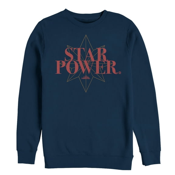 Men's Marvel Captain Marvel Star Power Text  Sweatshirt Navy Blue X Large