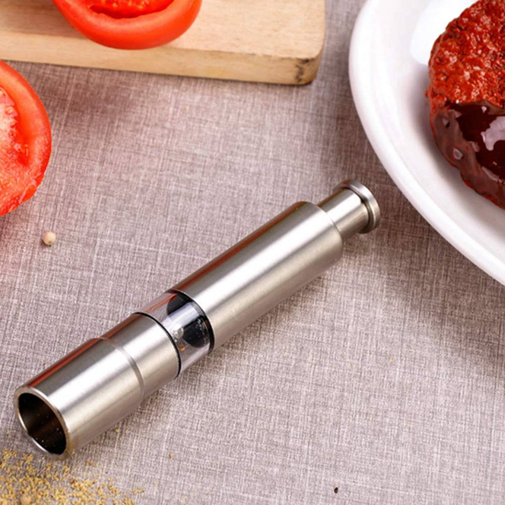 Salt and Pepper Mill Set, Stainless Steel Salt and Pepper Grinder One Hand Operation Salt and Pepper Mill 4 Pack
