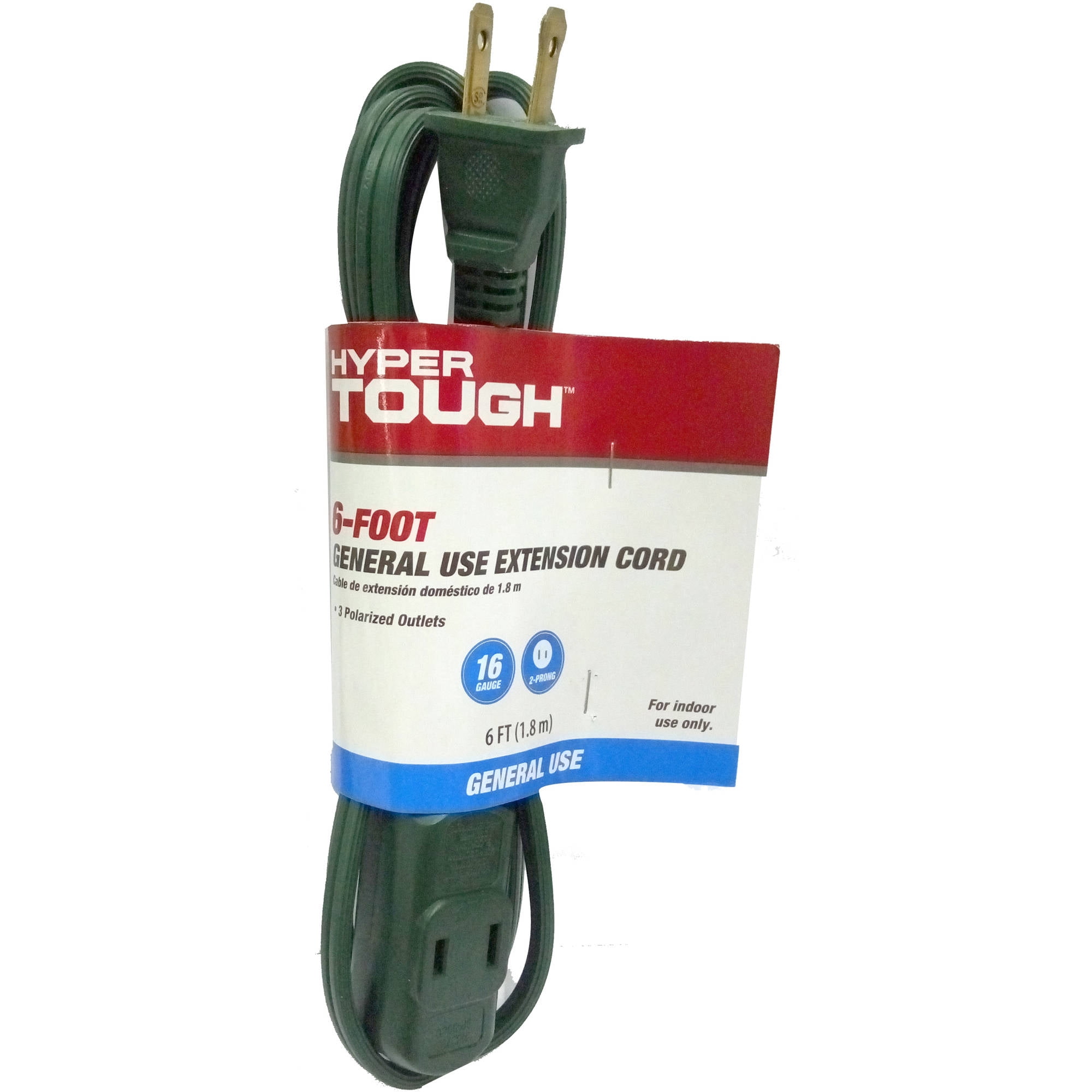 Hyper Tough 6' 16/2 SPT-2 Green Indoor Extension Cord