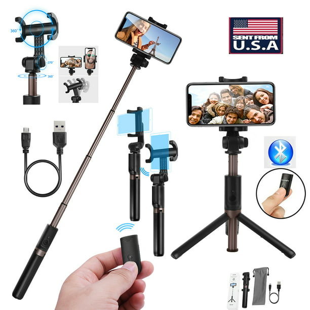 binnenplaats tanker jogger Extendable Selfie Stick Tripod Monopod with Bluetooth Romote Shutter  Control 360° Clamp for iphone X 8 8 Plus 6 6s 7 Plus Android Samsung Galaxy  Note 8 S7 S8 Plus S8 - Black - Walmart.com
