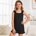 thumbnail image 2 of BOOMNY Girls 2 Peice Homewear Outfits Summer Loungewear Set for Girls Sleeveless Casual Solid Color Tops Shorts Cozy Sleepwear Sets, 2 of 7