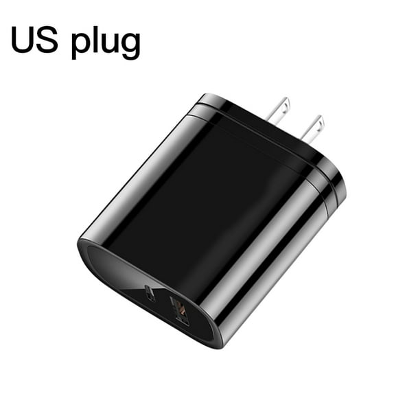 Cargador de teléfono USB Universal 36W PD Adapter Cargador de plástico de carga rápida, enchufe de EE. UU., Negro Yuarrent EL000772-03