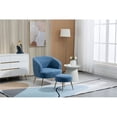 thumbnail image 5 of 28.75'' Wide Modern Wool Accent Armchair With Ottoman & Gold Leg-Blue Gray, 5 of 7