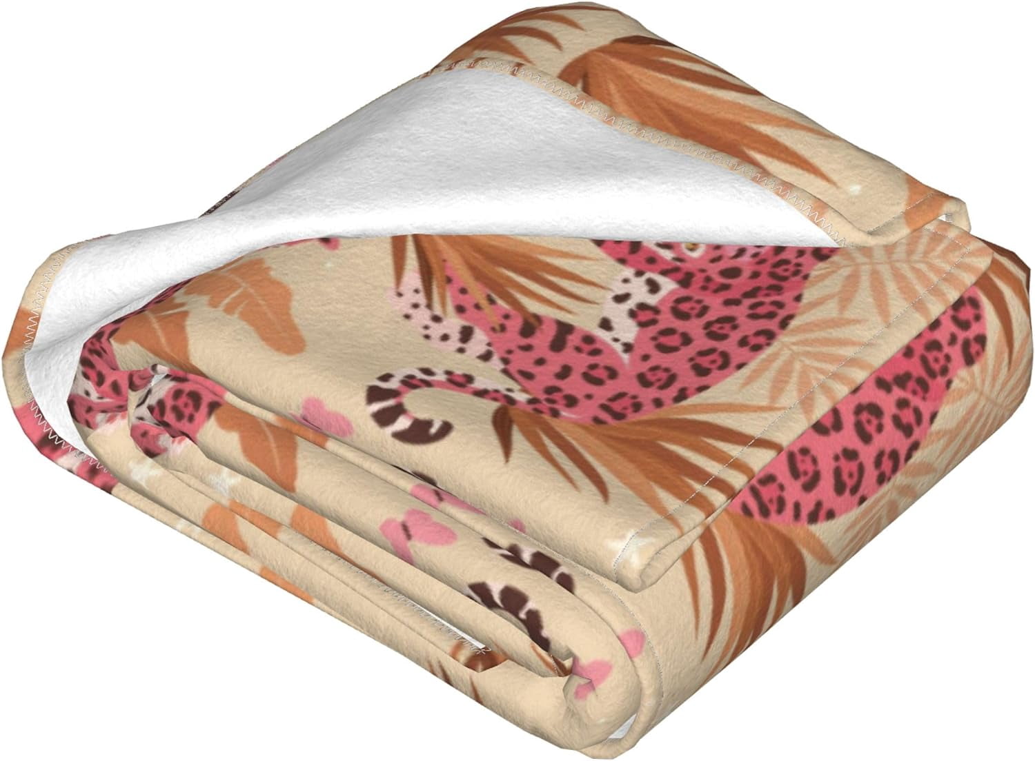 Cheetah Print Gifts Blanket for Women Pink Tropical Leaves Flannel Throw Blankets Lightweight Super Soft Cozy Couch Bed Living Room Travel Christmas Birthday Decor for Girl Adult 60"x 80"