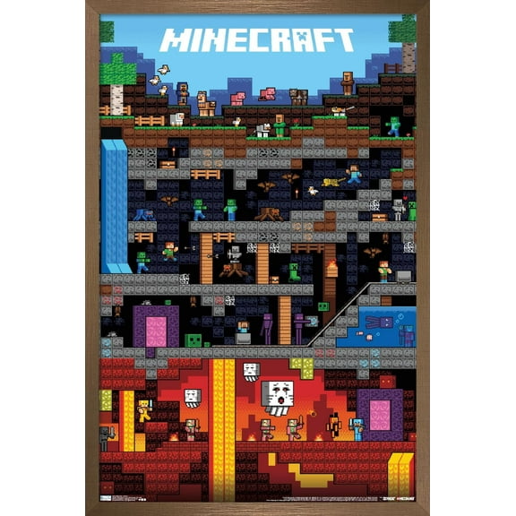 Minecraft - Worldly Wall Poster, 14.725" x 22.375", Framed