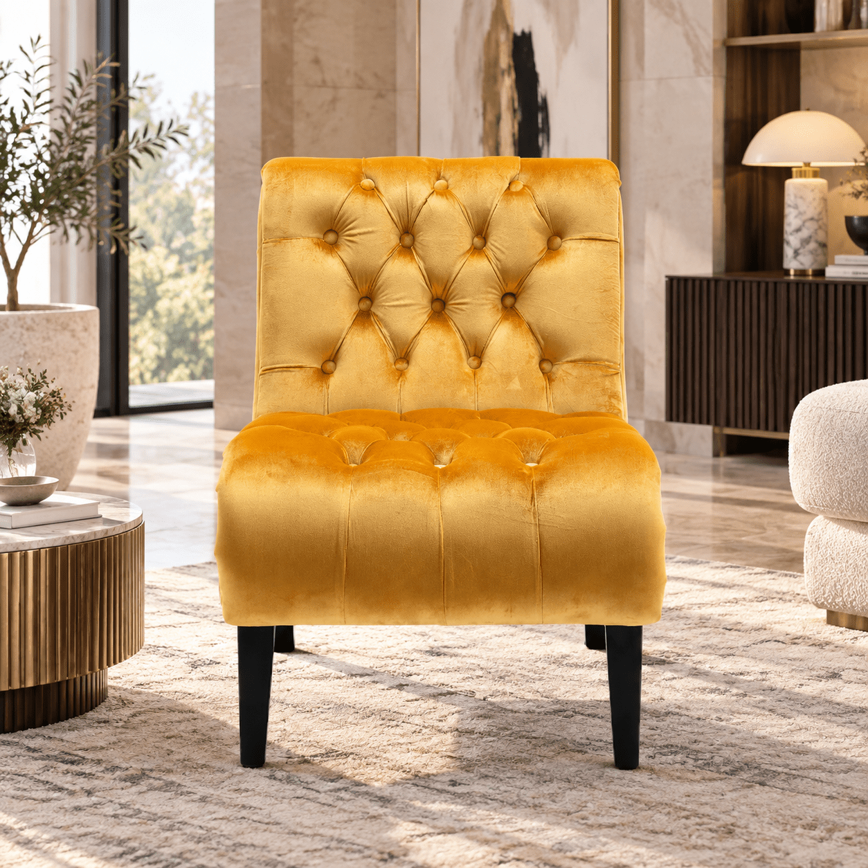modern velvet armless accent chair product