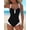 Classic Black with Contrast White, variant on Women's Tummy Control One-Piece Swimsuit Classic Straps Pink Leopard Print Color Block Bathing Suit with Adjustable Back Straps
