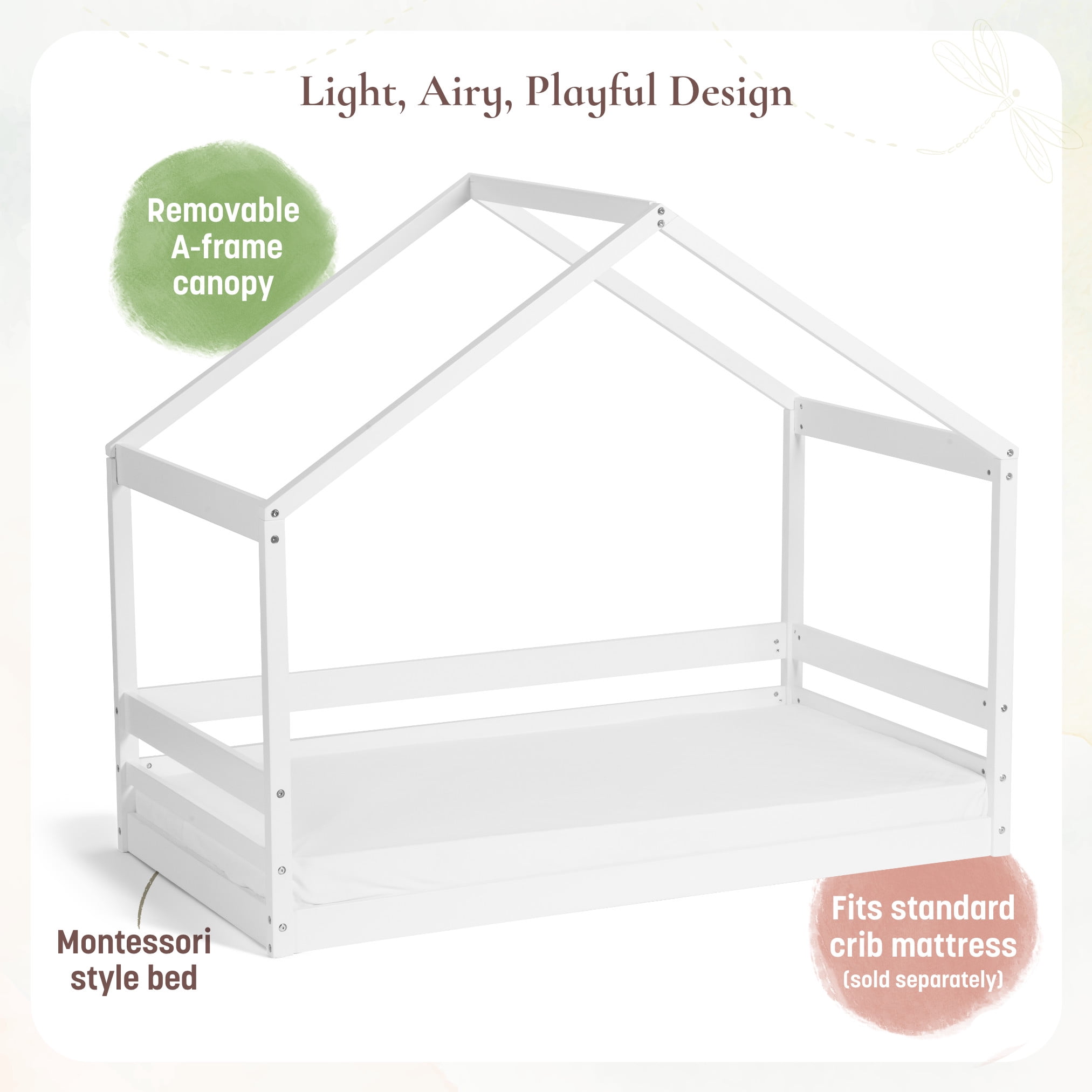 Little Seeds Trellis House Toddler Bed, True White