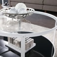 thumbnail image 2 of Round End Table with Unique White Iron Base, Coffee Table with 2 Tiers Glass Shelves for Living Room, Bedroom, 2 of 5