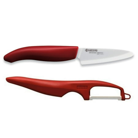 

Kyocera Advanced Ceramic 3 Paring Knife and Y-Peeler 2 Piece Set Red/White