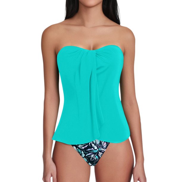 MKLEKYY Trajes De Baño Mujer 2 Piezas Women Bikini Set Leaf Printed Sleeveless Two Piece Beach Wear Hot Sexy Swimwears Tankinis Set
