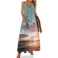 thumbnail image 1 of Hermoso vestido sin mangas con puesta de sol en el océano para mujer 2024 vestido sexy para mujer, 1 of 7