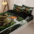 thumbnail image 3 of Metsweet Dino Tyrannosaurus Rex Zipper Full Size Comforter Sets with Fitted Sheet and 2 Pillowcases, Volcano Letter S Zipper Bedding Set, Green Brown,4pcs,Black Reversible, 3 of 6