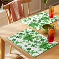 thumbnail image 4 of St. Patrick's Day Placemats Set of 4 Spring Green Lucky Four-leaf Grass Place Mats Indoor Wipeable Table Mats Washable Cloth Dining Table Placemats for Kitchen Holiday Party Home Decor 13x19 Inch, 4 of 9