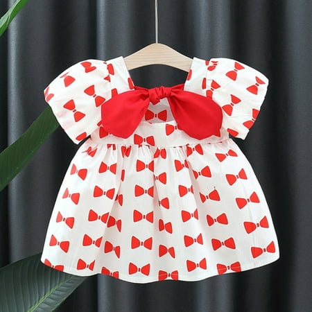 

Hunpta Toddler Baby Girls Dress Summer Bohemia Ruffle Bowknot Short Puff Sleeve Casual A Line Backless Dresses Party Clothes