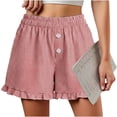 thumbnail image 5 of CHGBMOK Womens Linen Striped Shorts Ruffle Casual Athletic Shorts Comfy Short Pants with Pockets Summer Beach Vacation Outfits, 5 of 6