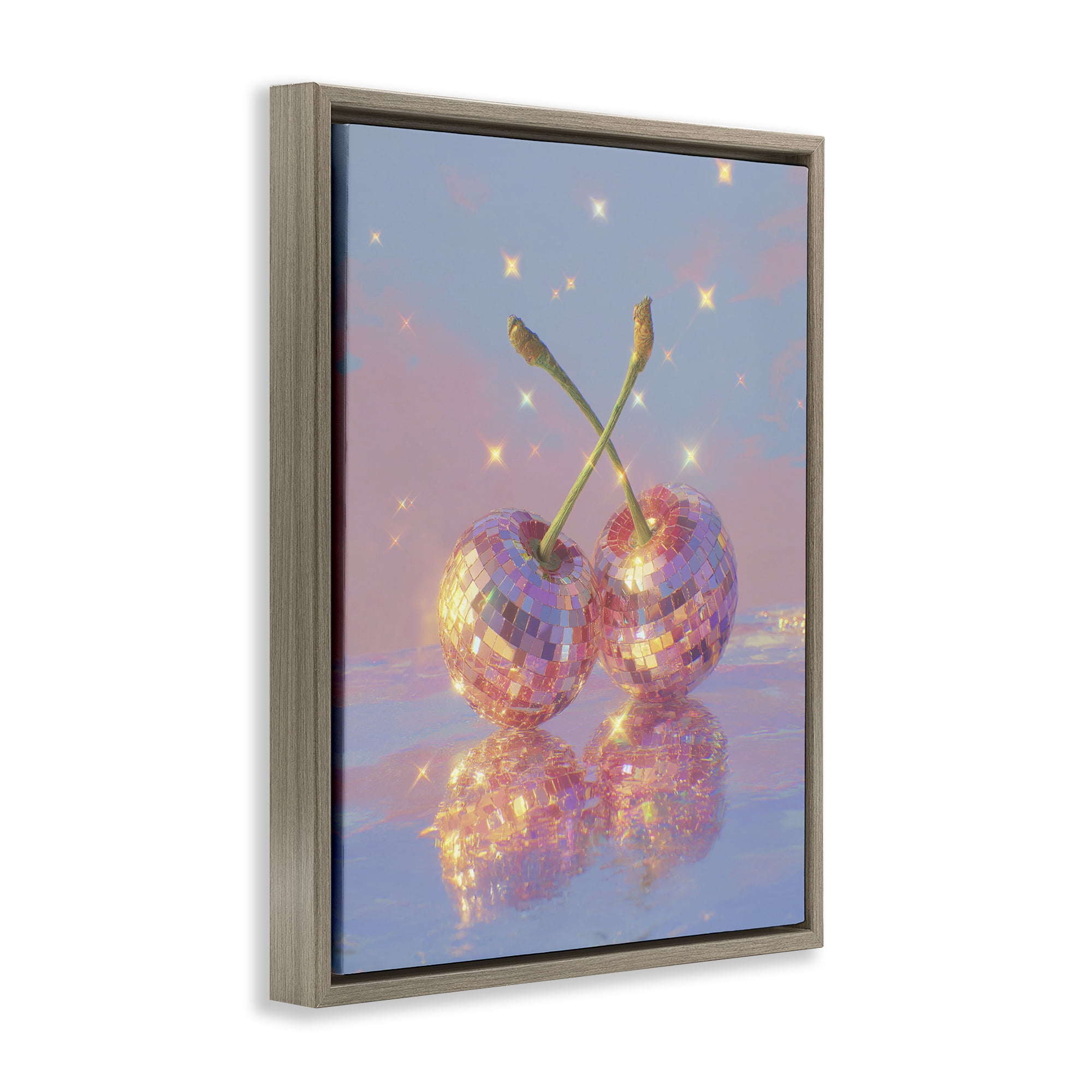 Disco Cherry Reflection Brown Framed Floater Canvas Wall Art, design by Ziwei Li