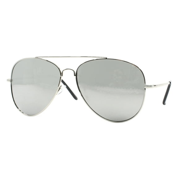 Unisex Classic Cop Pilot Aviator Sunglasses Silver Mirrored Lens UV 400