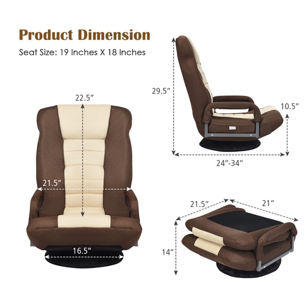 Finihen Swivel Gaming Floor Chair, 360-Degree Swivel Gaming Floor Chair with Foldable Adjustable Backrest, for Living Room, Home, Office, Blue