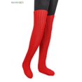 thumbnail image 3 of BadPiggies Women Cable Knitted High Socks Extra Long Winter Warm Over The Knee Stockings Thigh High Boot Soft Leg Warmers (Red), 3 of 7