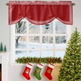 thumbnail image 3 of Christmas Red Linen Tie Up Valances Curtain, Greece Vintage Farmhouse Adjustable Rod Pocket Short Window Treatment Tie Up Curtains Valances for Kitchen Living Room Bathroom 42x12 Inches, 3 of 9