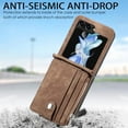 thumbnail image 4 of 2 in 1 Wallet Case for Samsung Galaxy Z Flip 5 5G, Durable PU Leather Detachable Magnetic Zipper Pouch Purse Cover for Galaxy Z Flip 5 Case with Card Slots Stand Holder,Brown, 4 of 16
