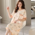 thumbnail image 2 of Camisones con estampado de algodón para mujer, ropa de dormir coreana, suave, Vestido de manga corta, camisón para el hogar, 2 of 5