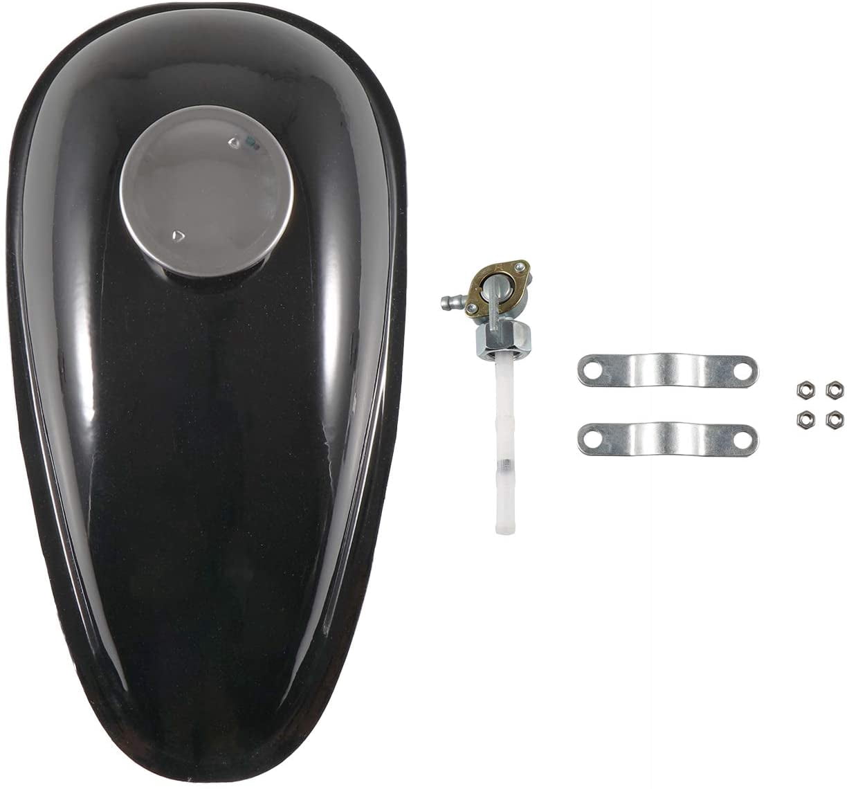 Serbatoio Carburante 2 Litri Con Tappo E Rubinetto Per Motori 49-80cc Biciclette Motorizzate