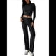 thumbnail image 3 of Conjuntos de 2 Piezas para Mujer, Larga, Cuello Redondo, Pantalones Acampanados de Cintura Alta, Conjuntos de Chándal, Ropa de Calle. Negro XL, 3 of 10