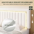 thumbnail image 6 of Amolife Queen Bed Frame, Platform Bed with Crystal LED Light Velvet Vertical Channel Upholstered Headboard, White, 6 of 9