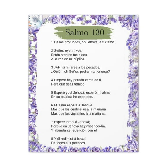 Salmo 130 Impresion De Arte Crist en la Pared Lista Para Colgar in Spanish Ready to Hang Bible Canvas Unframed