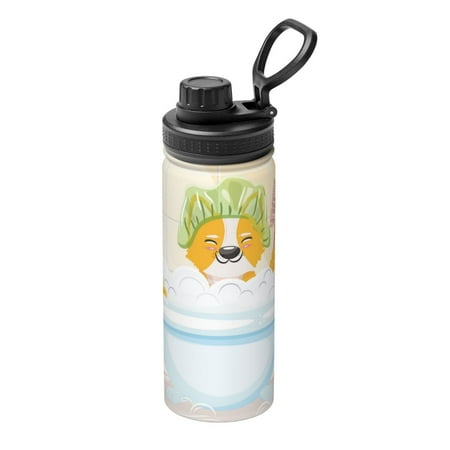 

Ocsxa Corgi In The Shower Cap Bathing Print 18oz Stainless Steel Water Bottle Unisex Water Bottle Insulated Sports Water Cup Flask for Cold Water Drinks/Sports/Travel/Car/School