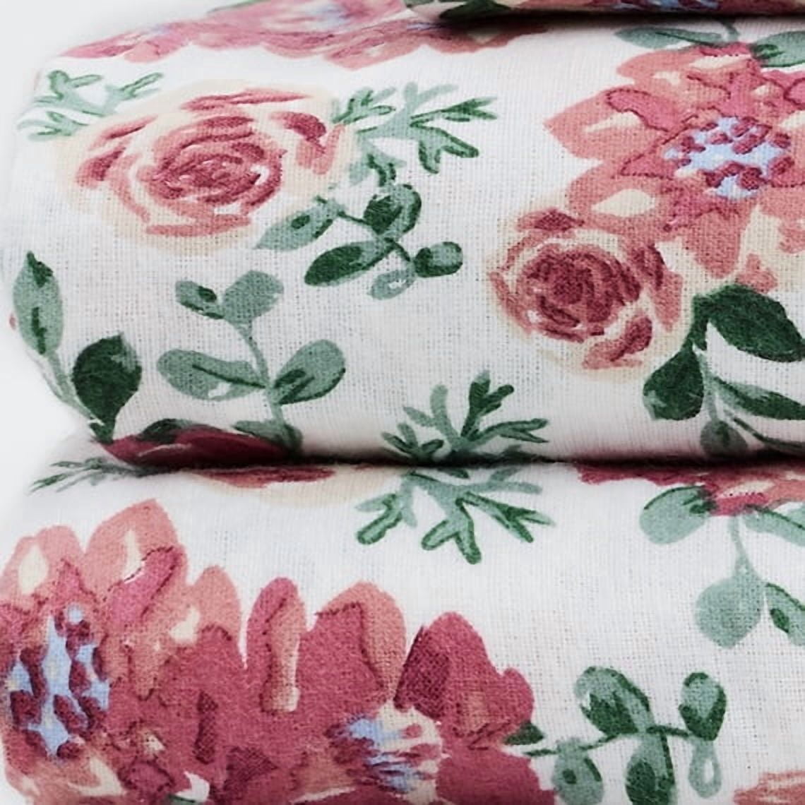 Roxana Gardenia Floral 100% Cotton 4-Piece King Flannel Sheet Set