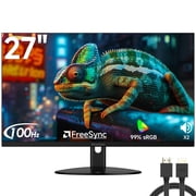 Memzuoix 27 Inch Monitor - 1080P, VA Panel, Full HD, Frameless, 100Hz, FreeSync, Built-in Speakers,for Working and Gaming, Low Blue Light, Flicker Free, HDMI, VESA Mountable, Tilt -Black